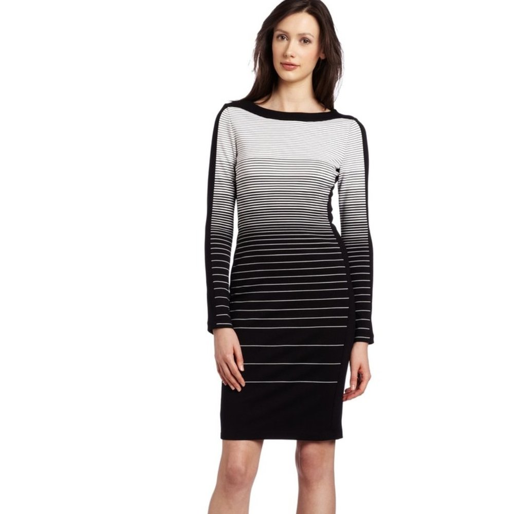 BCBGMAXAZRIA Rigby Striped Ponte Sheath Dress - Picture 1 of 8